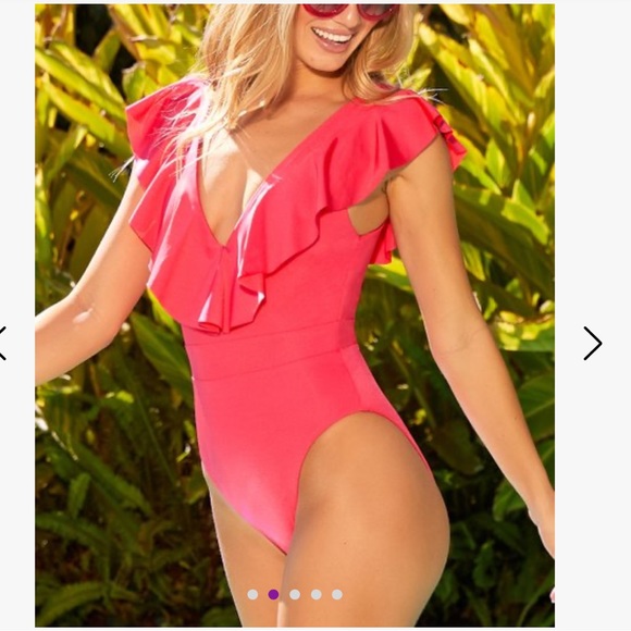 NWT TRINA TURK Monaco Ruffle Over The Shoulder One Piece Swimsuit - Picture 4 of 16